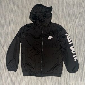 NIKE Kids Black Raincoat with White Accents